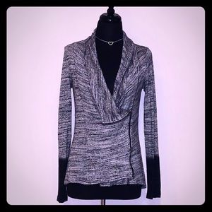 Red HAUTE Black Ombré Cardigan Cowlneck Sweater